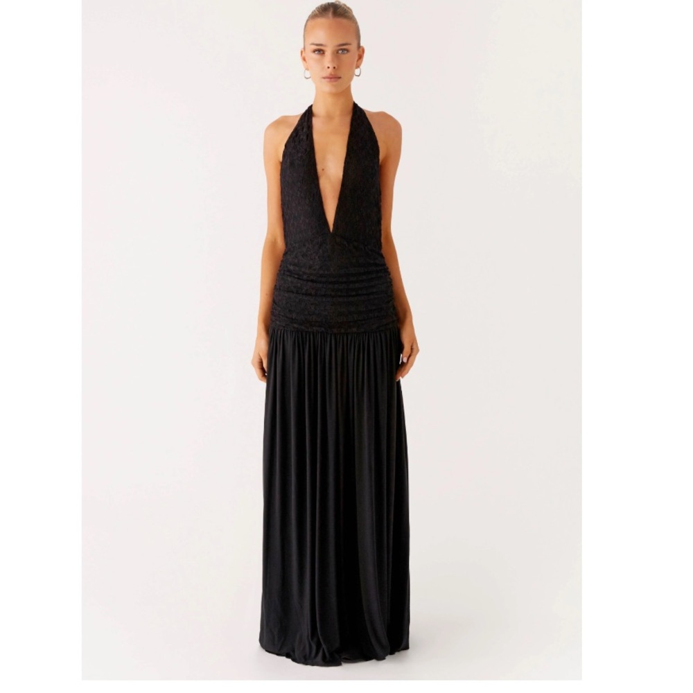 nwt Peppermayo Black Halter Maxi Dress